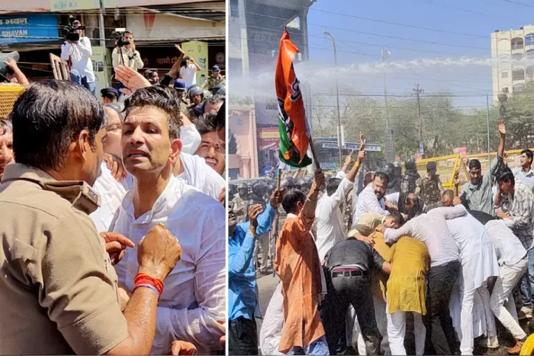 BHOPAL : भोपाल में पुलिस और कांग्रेस कार्यकर्ताओं के बीच झड़प, वाटर कैनन चलाकर खदेड़ा