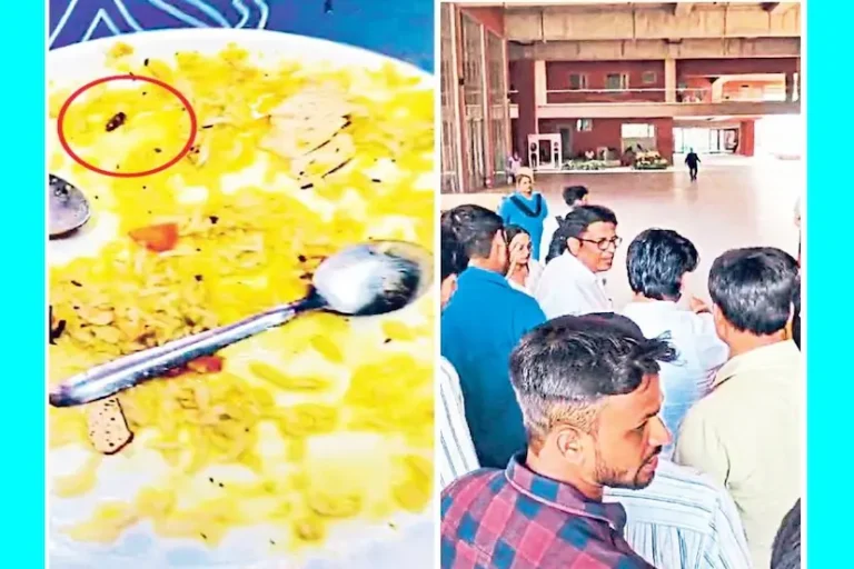 इंदौर : यूनिवर्सिटी में मचा हड़कंप,खाने में निकला कॉकरोच,एमबीए स्टूडेंट्स ने डायरेक्टर को घेरा